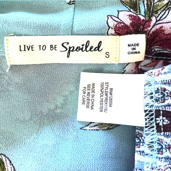 LIVE TO BE SPOILED AQUA FLORAL SEMI-SHEER KIMONO JACKET POP-OVER COVER-UP SIZE S - Picture 11 of 11